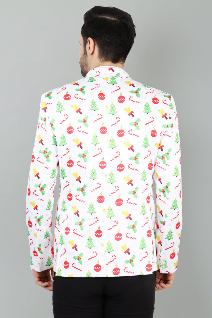 Polyester Christmas White Blazer