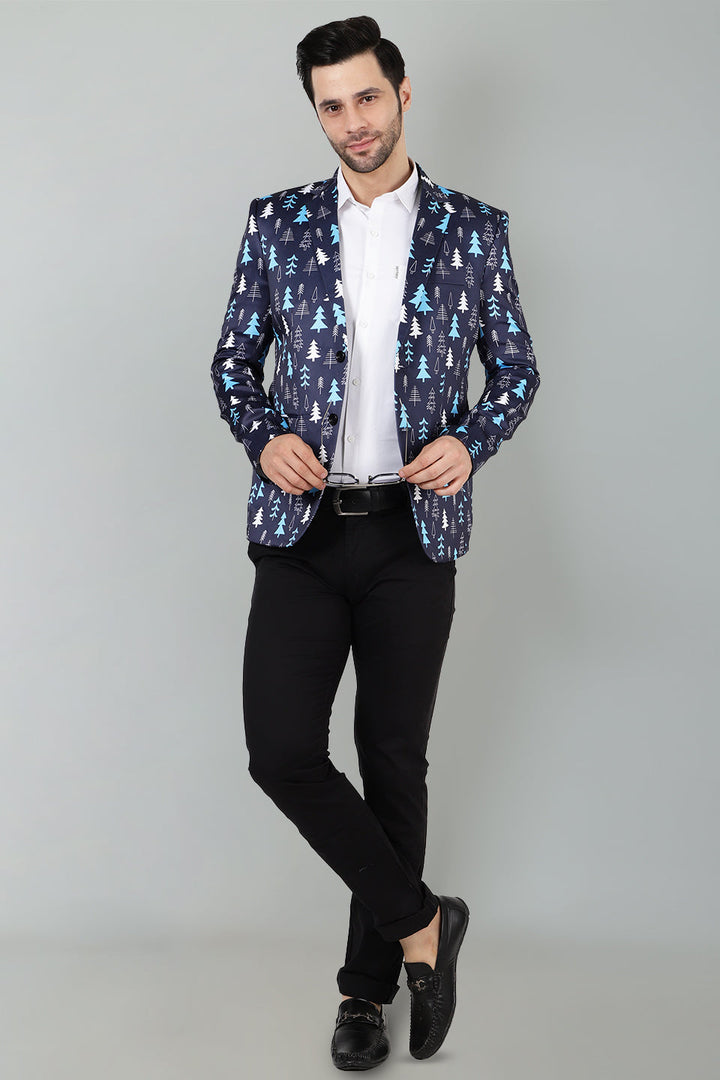 Polyester Christmas Blue Blazer