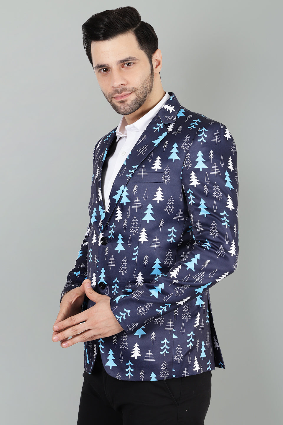 Polyester Christmas Blue Blazer