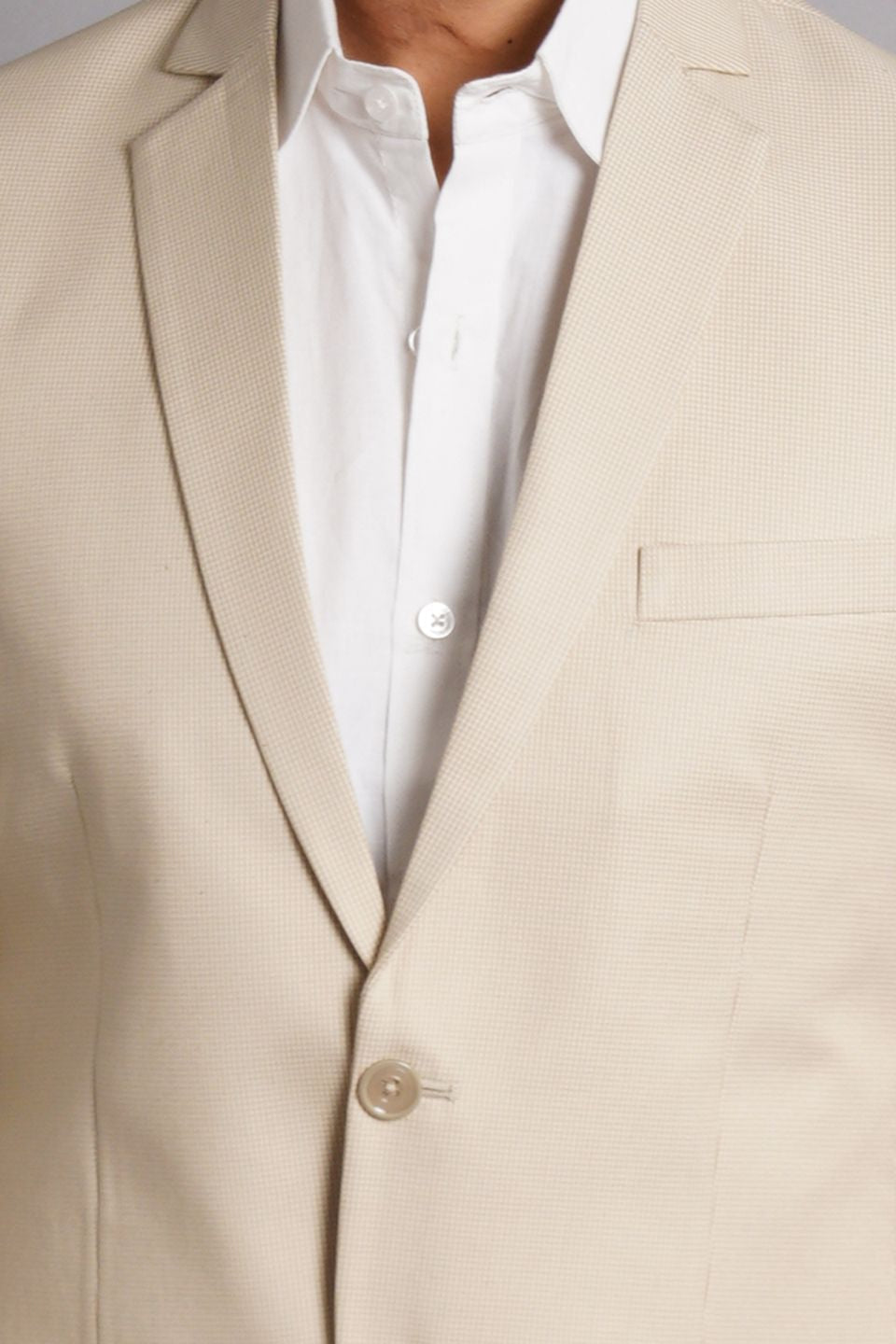 Poly Viscose Beige Solid Blazer