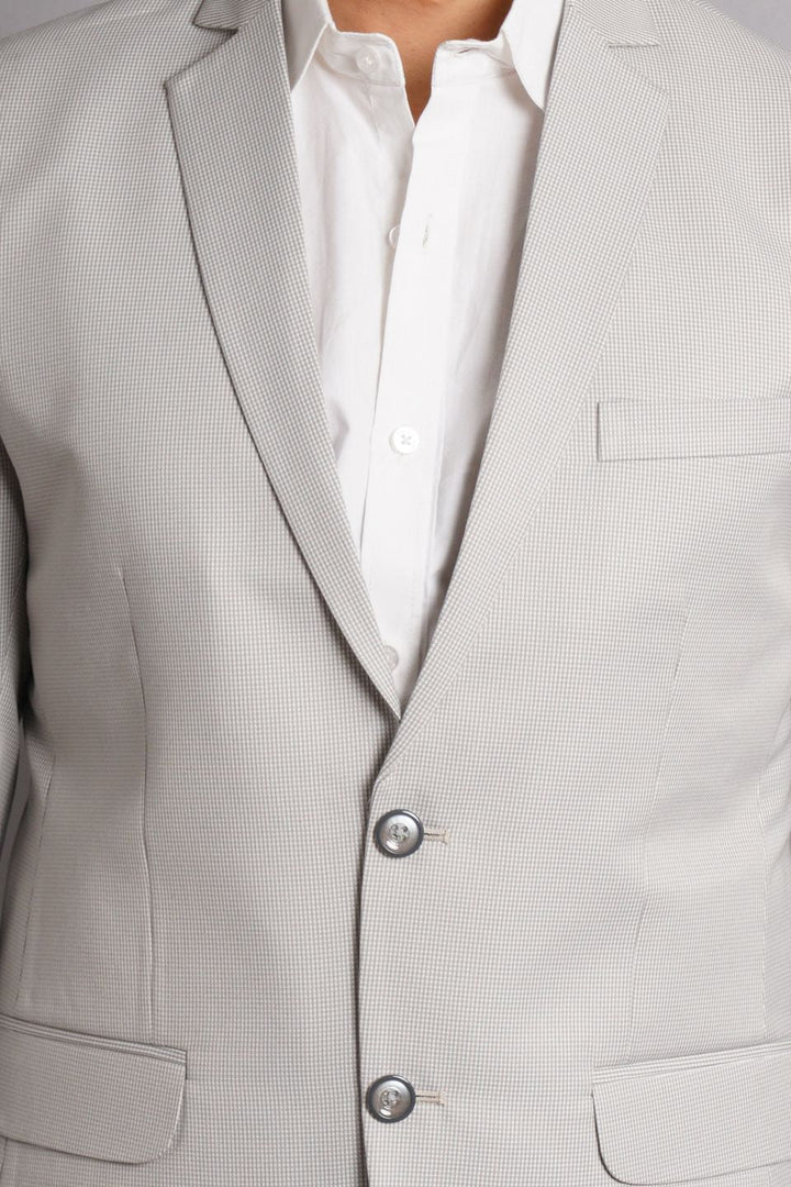 Poly Viscose Grey Solid Blazer