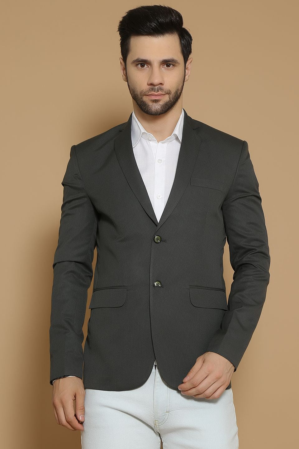 Poly Viscose Green Blazer