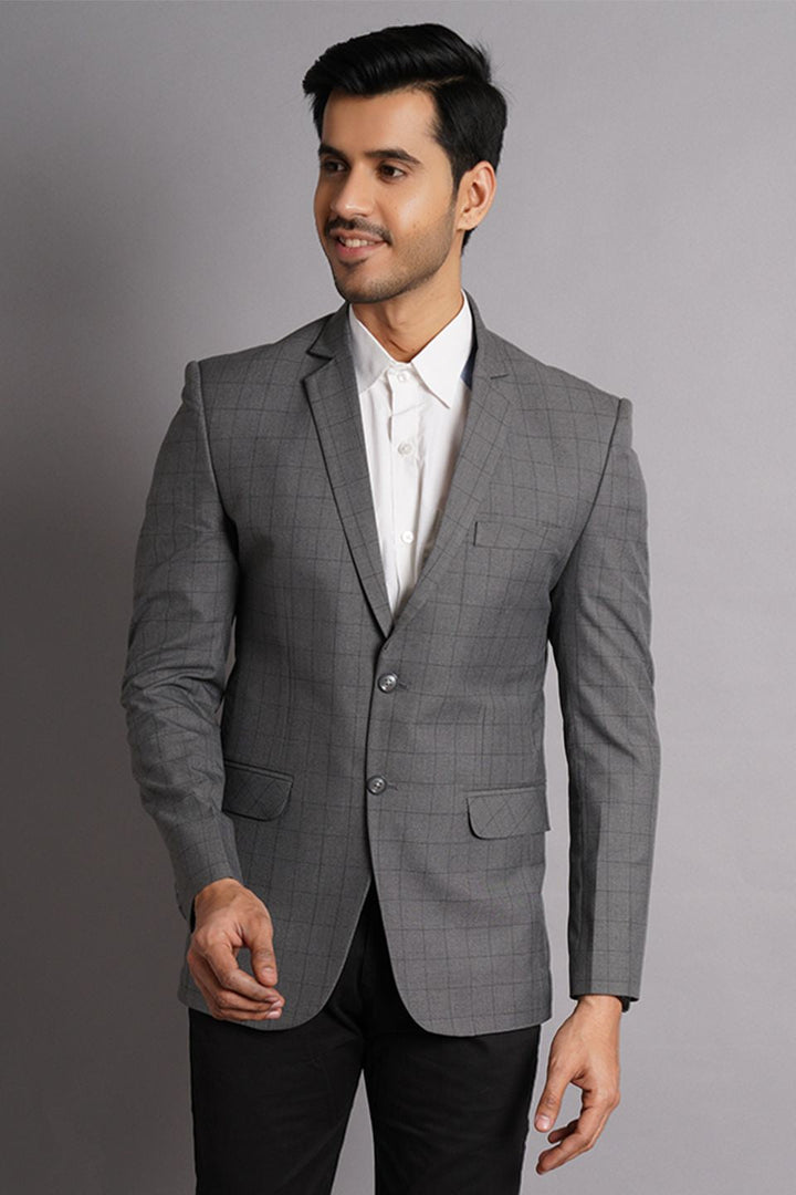 Poly Viscose (by Raymond's Mills) Grey Checkered Blazer