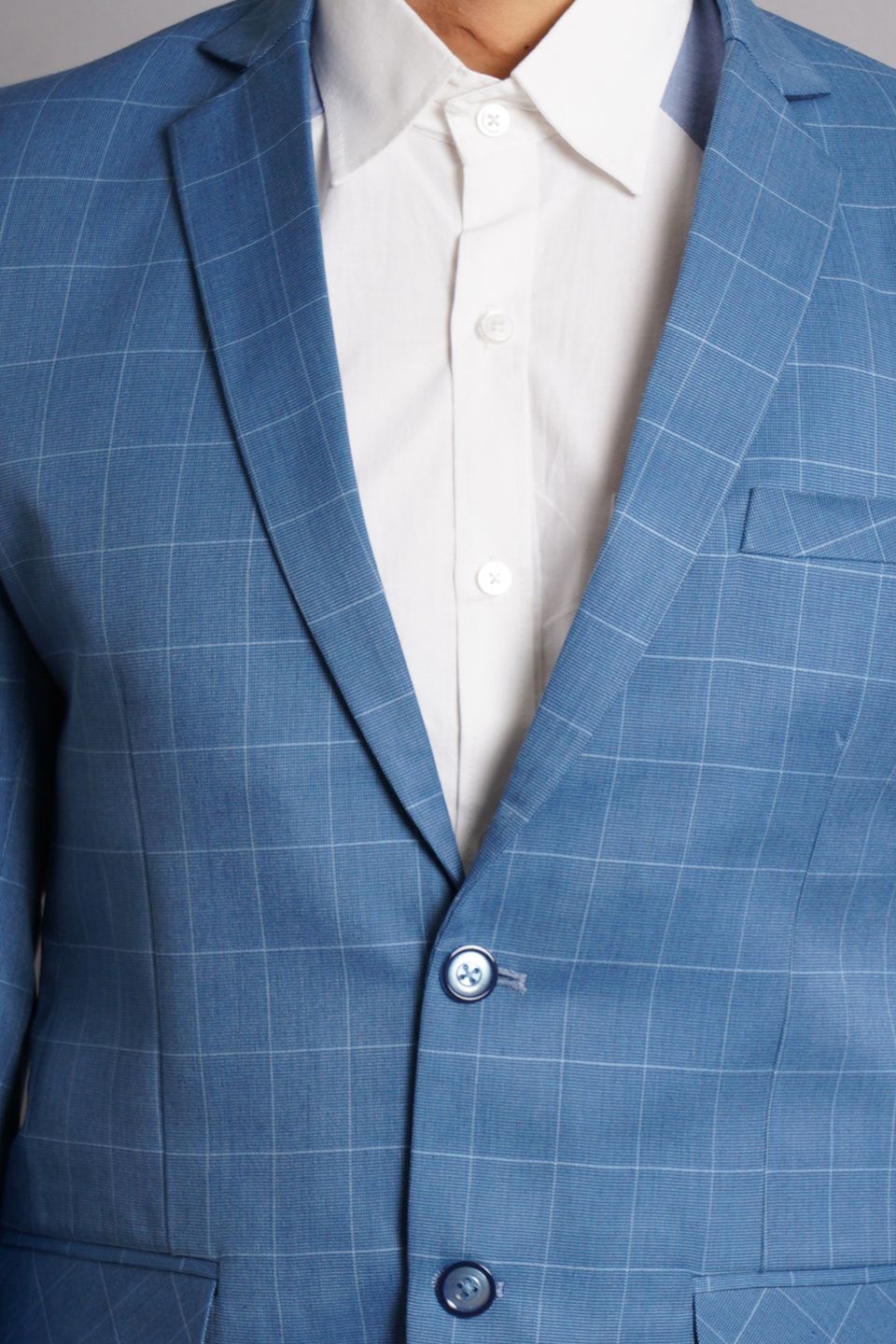 Poly Viscose (by Raymond's Mills) Blue Checkered Blazer
