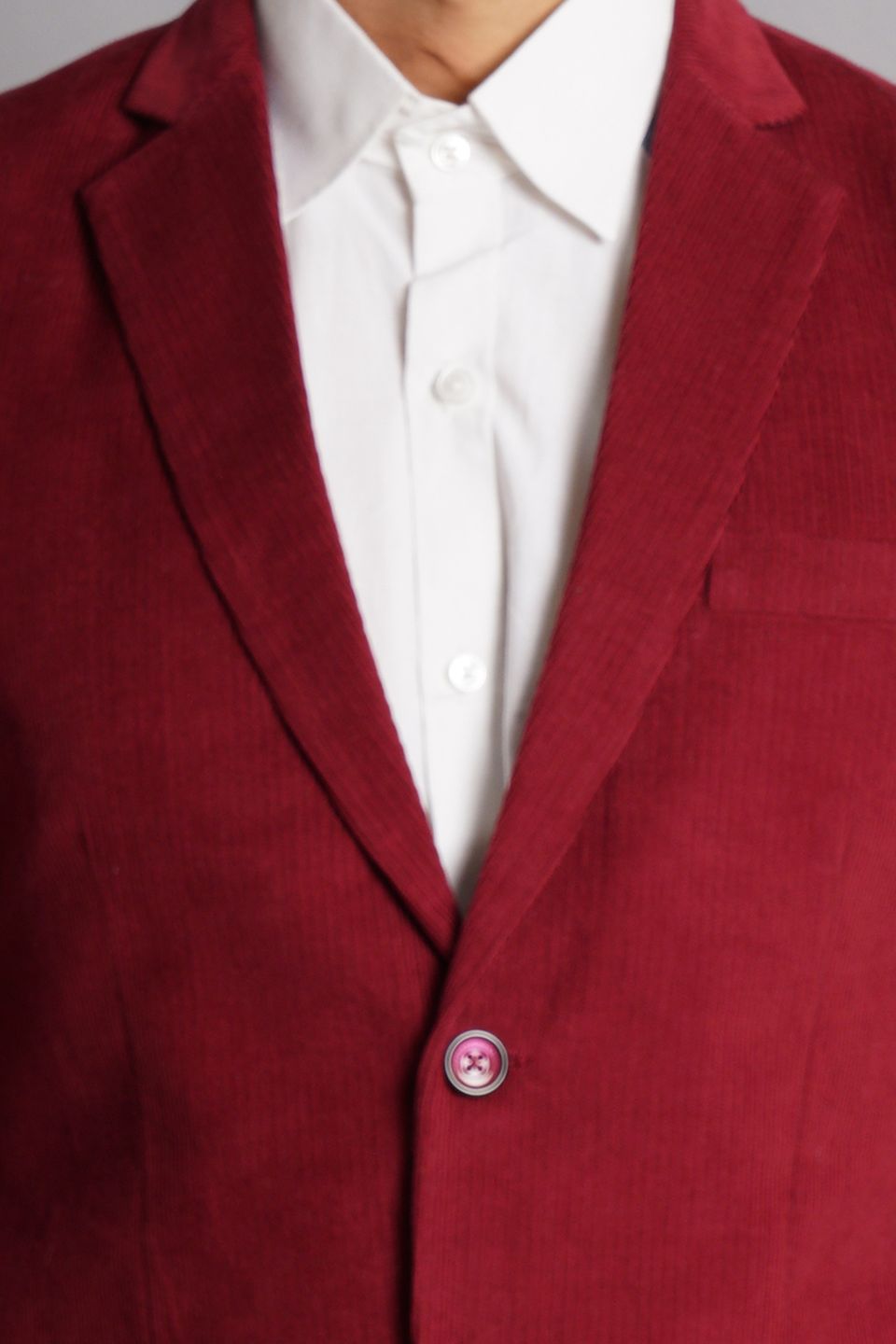 Corduroy Cotton Red Solid Blazer