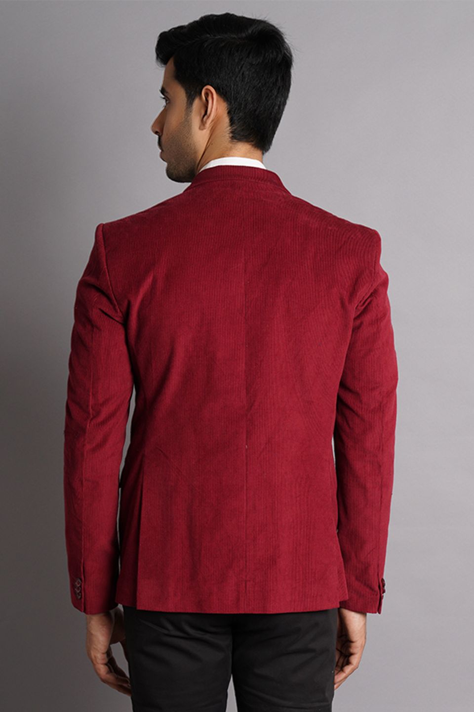 Corduroy Cotton Red Solid Blazer