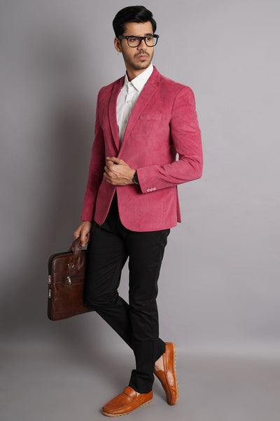 Corduroy Cotton Pink Solid Blazer