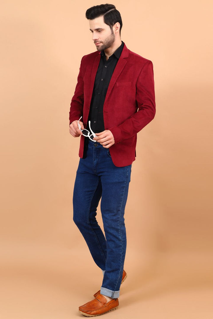 Corduroy Cotton Red Blazer