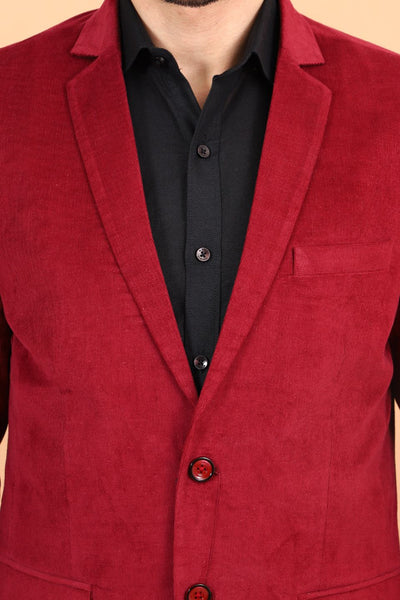 Corduroy Cotton Red Blazer