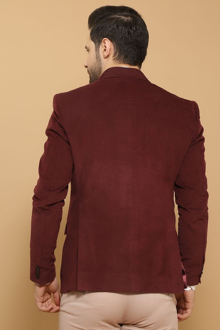 Corduroy Cotton Maroon Blazer