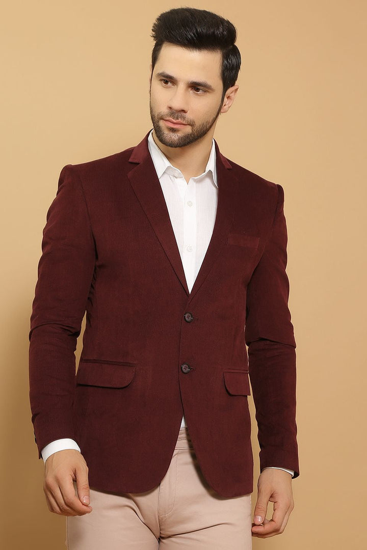 Corduroy Cotton Maroon Blazer