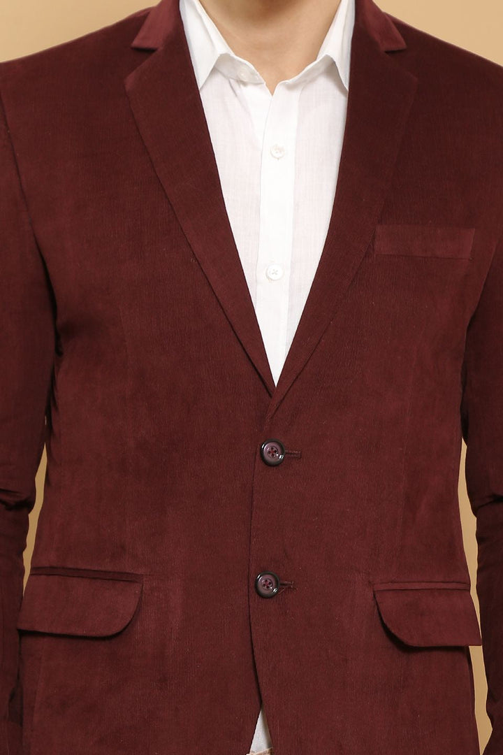 Corduroy Cotton Maroon Blazer