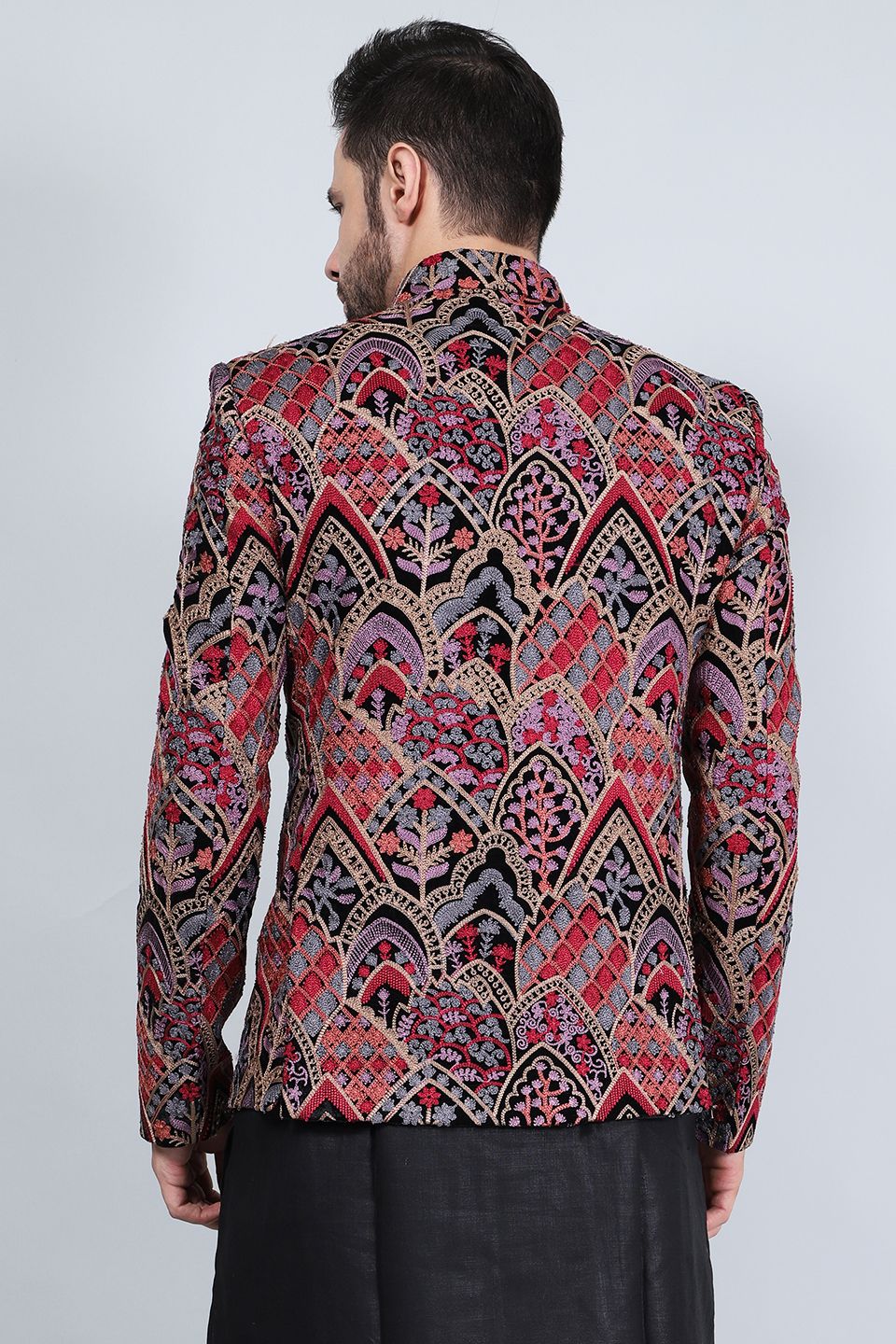 Embroidered Velvet Red Blazer