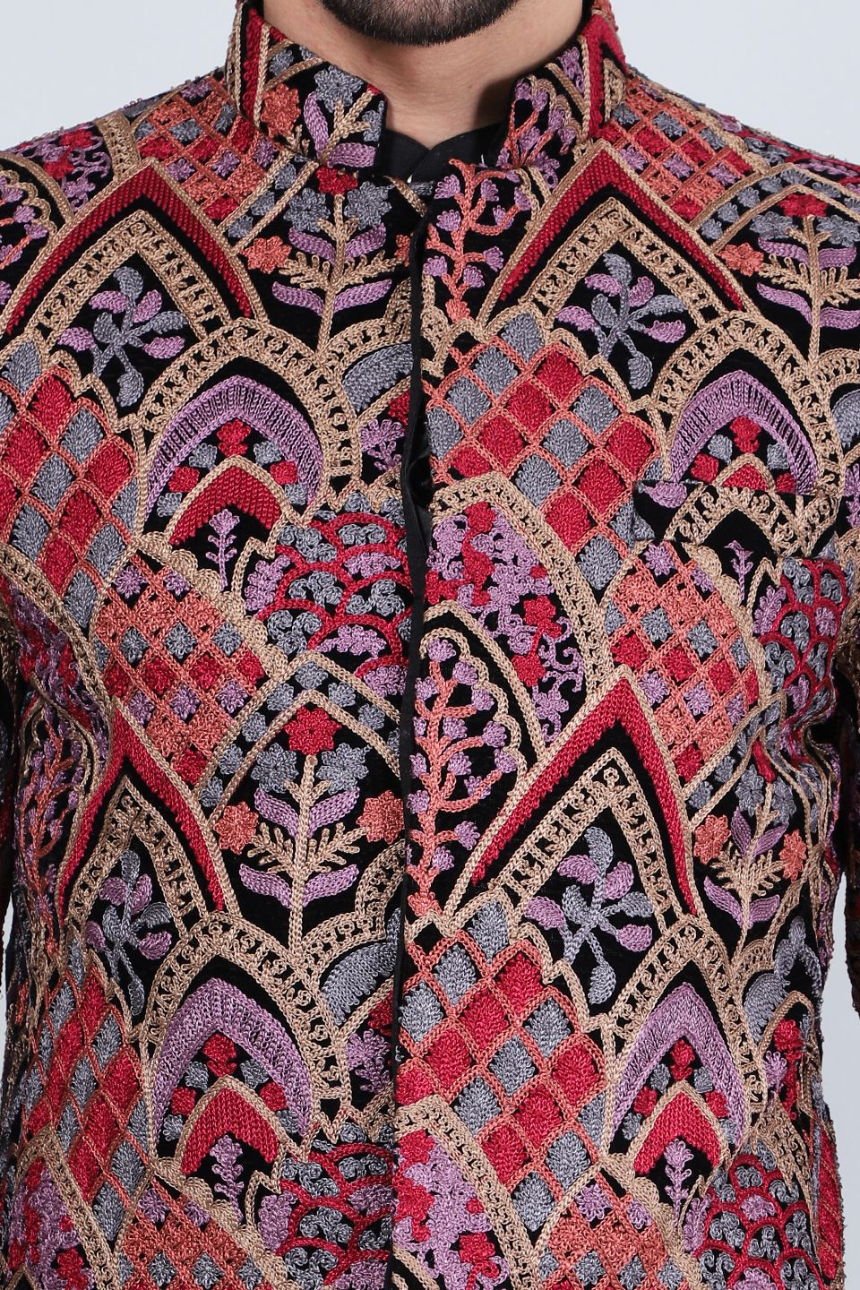Embroidered Velvet Red Blazer