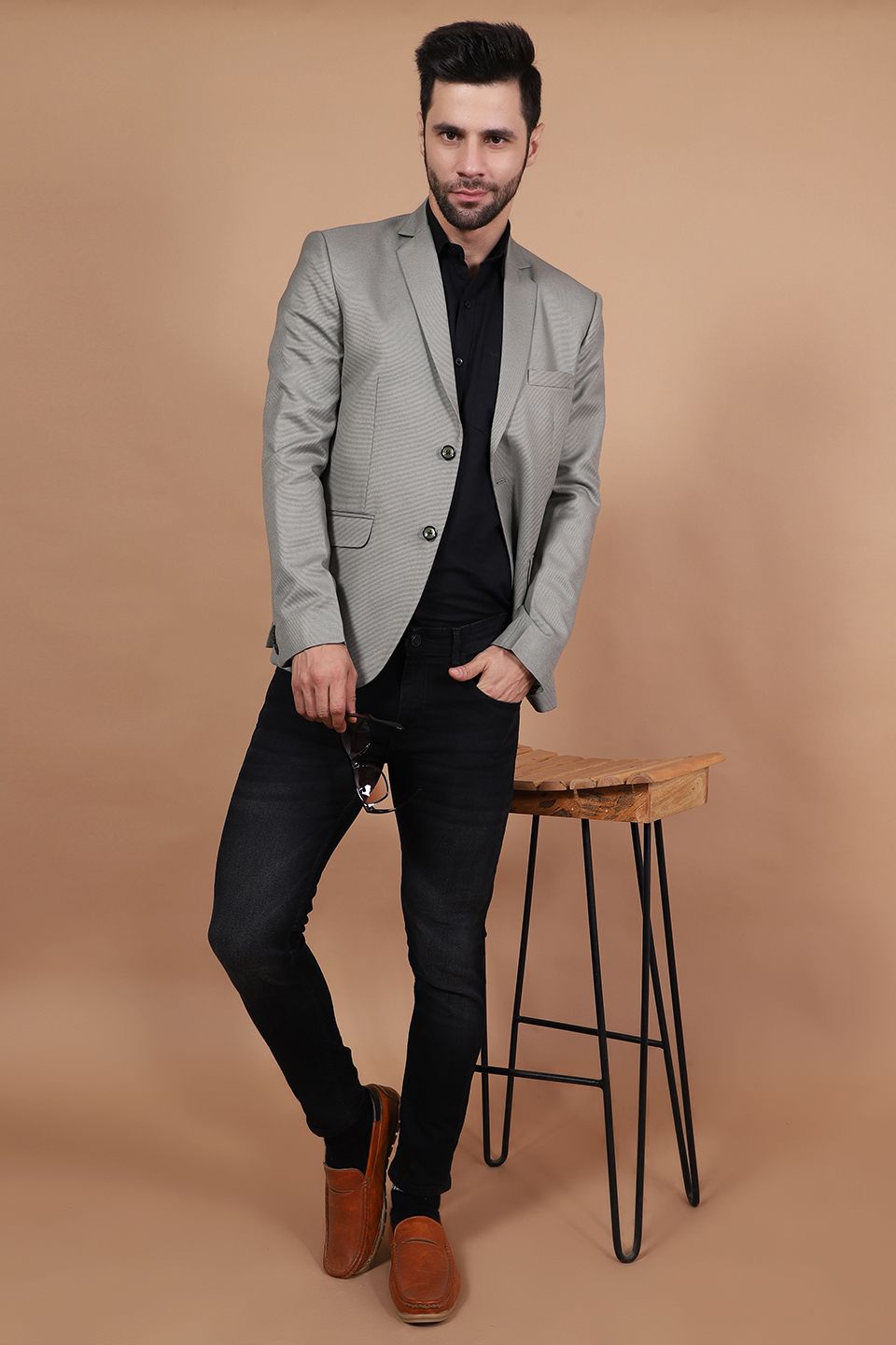 Polyester Cotton Grey Blazer