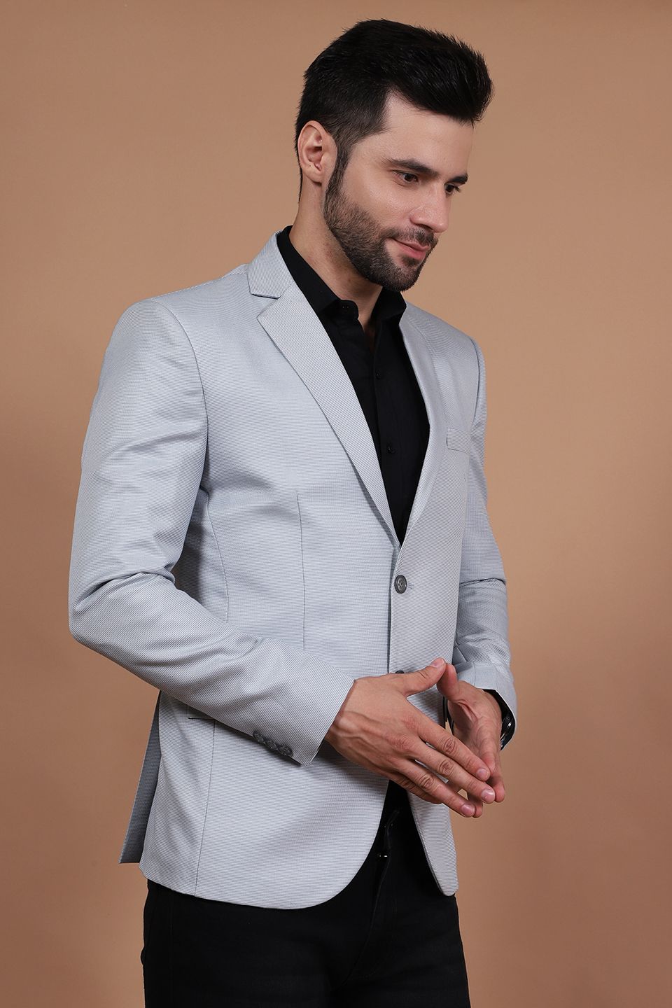 White and silver blazer on sale