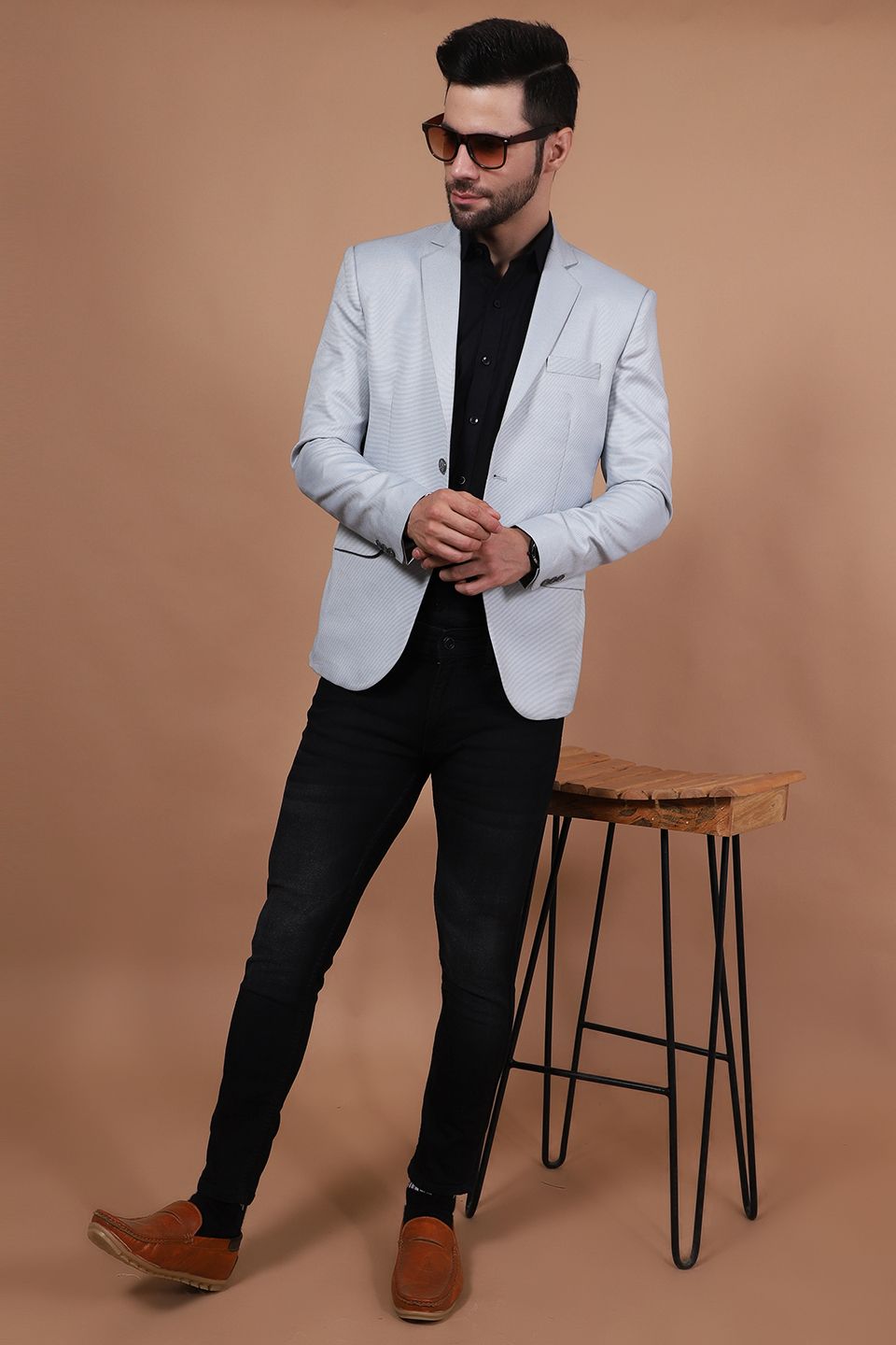 Silver grey blazer mens hotsell