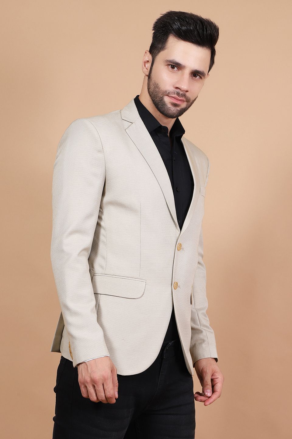 Polyester Cotton Beige Blazer