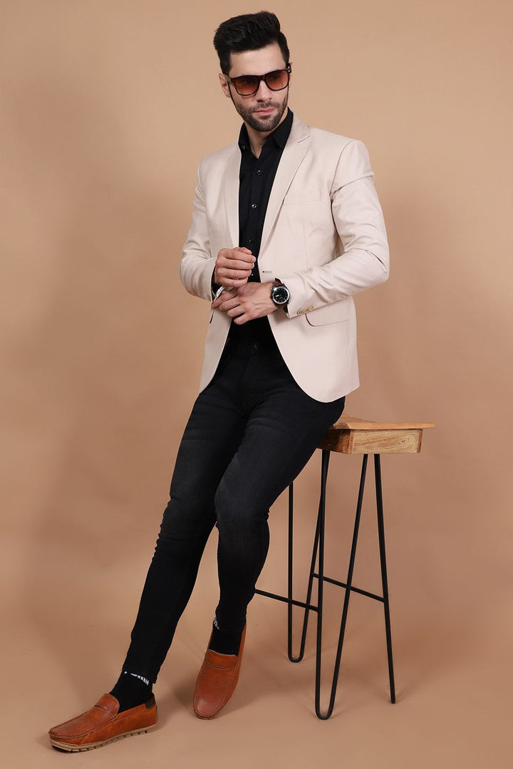 Polyester Cotton Beige Blazer