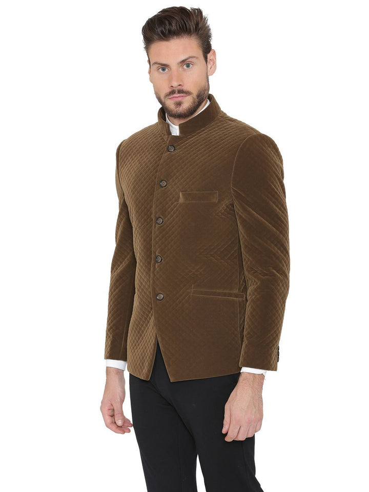 Bonded Velvet Brown Bandhgala