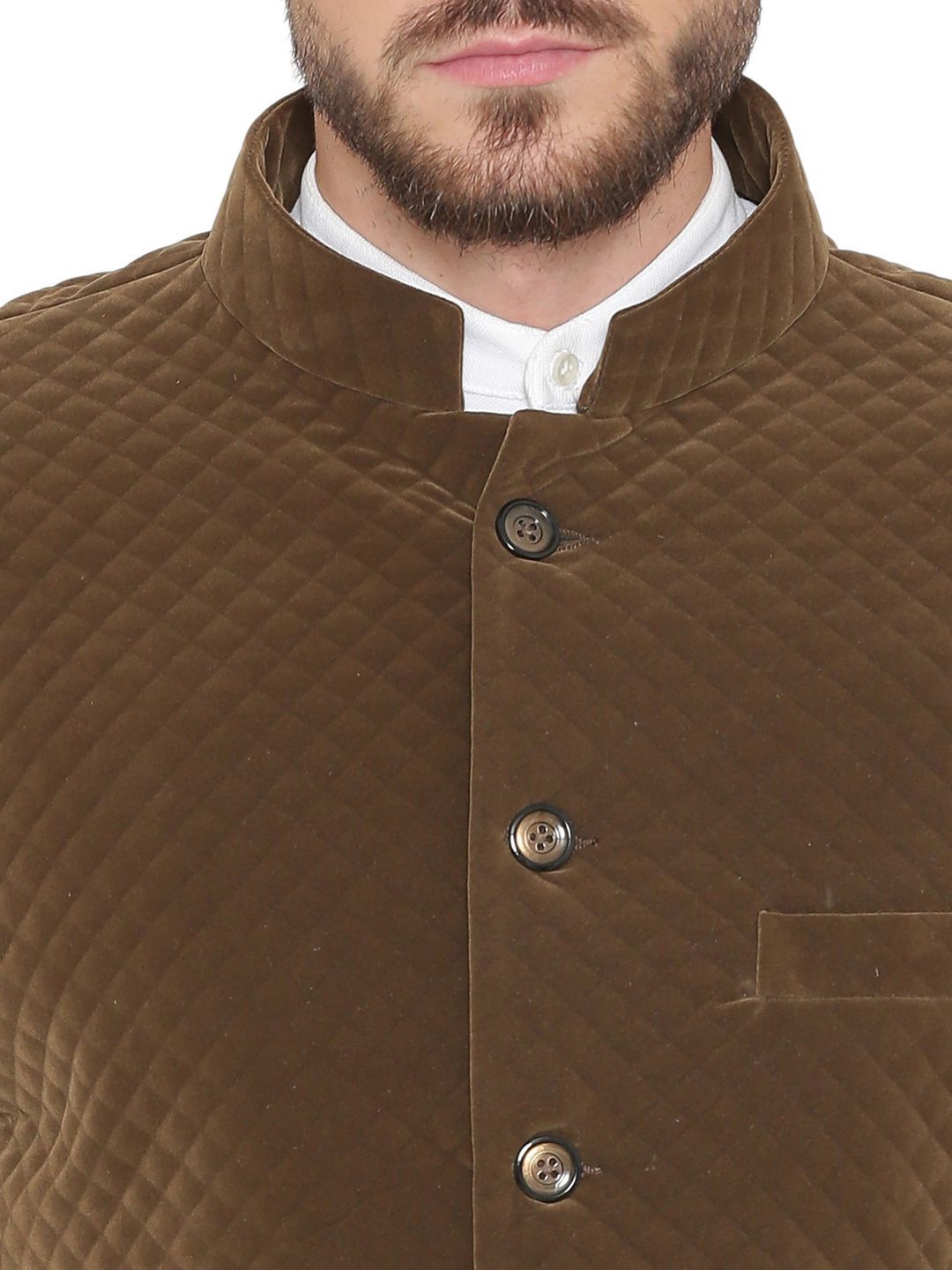 Bonded Velvet Brown Bandhgala