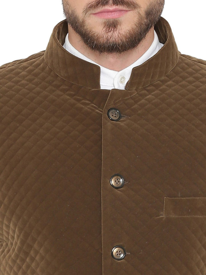 Bonded Velvet Brown Bandhgala