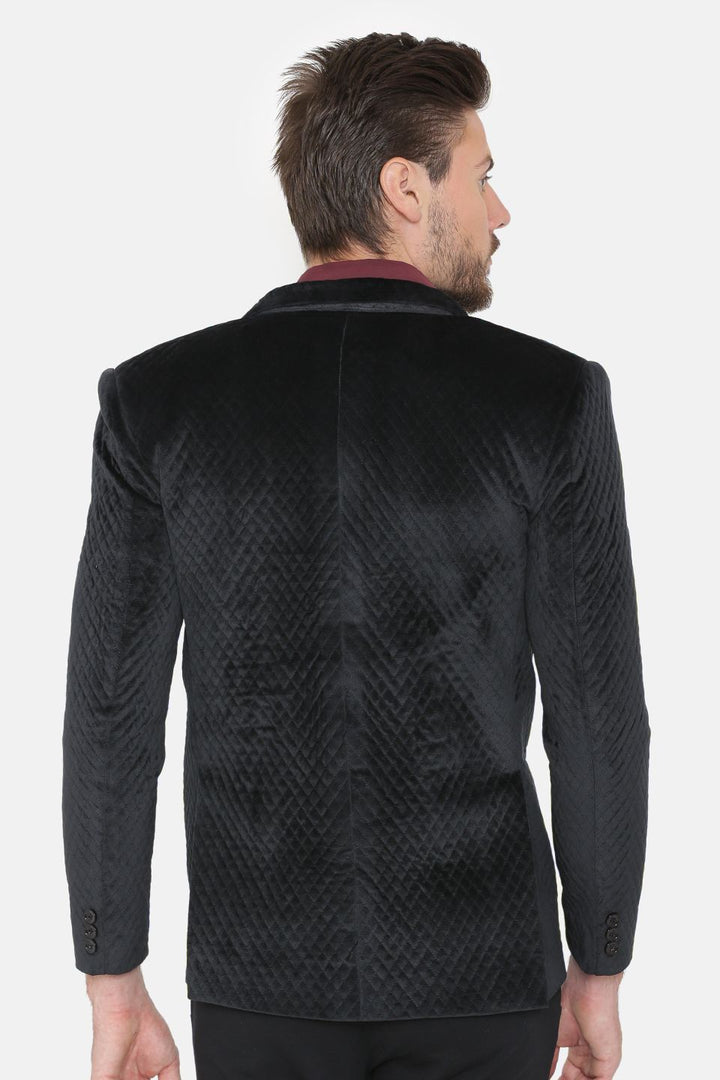 Bonded Velvet Black Blazer