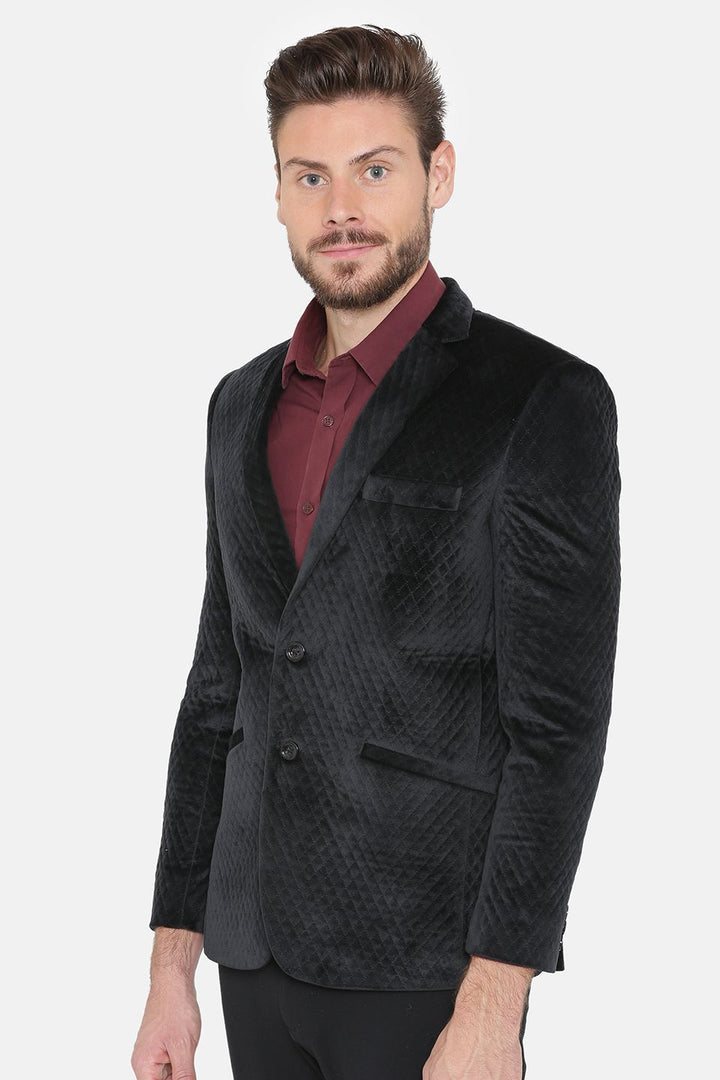 Bonded Velvet Black Blazer