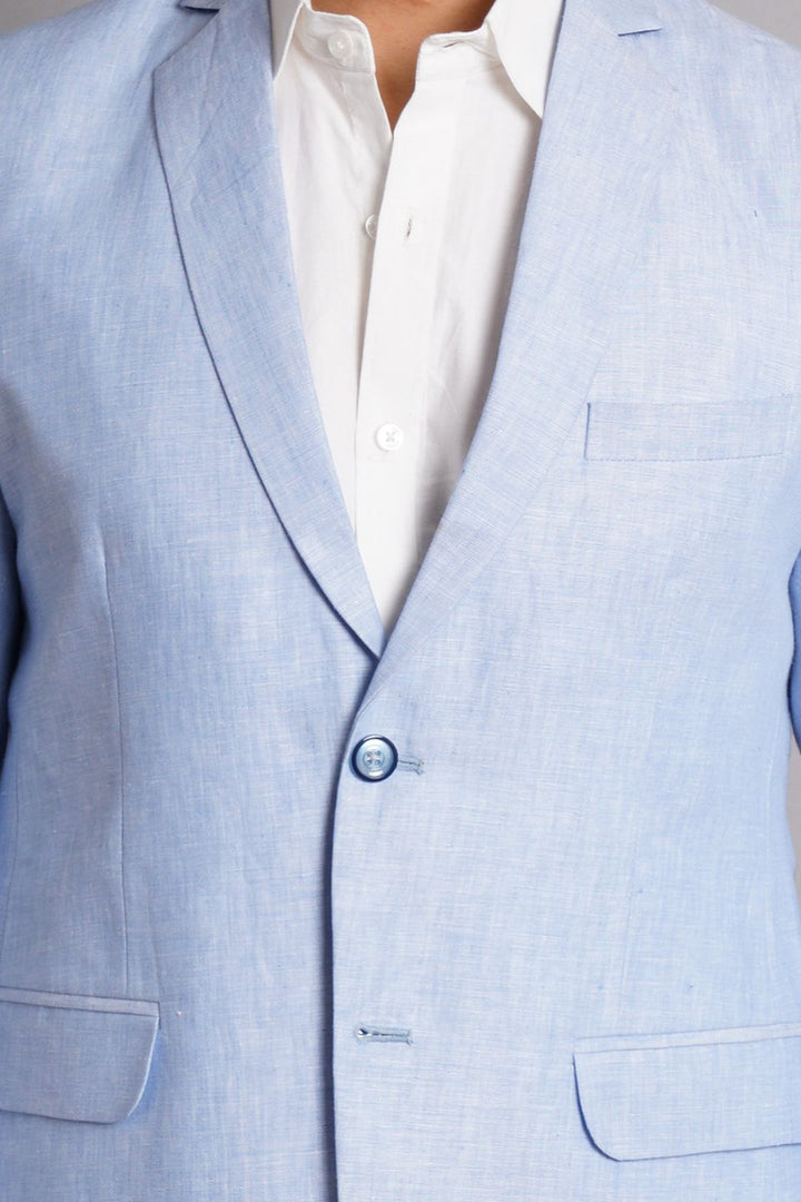 Pure Linen Sky Blue  Suit