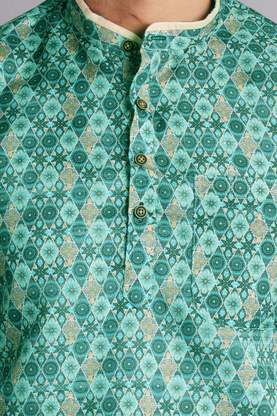 Cotton Silk Multicolored Printed Kurta Dhoti