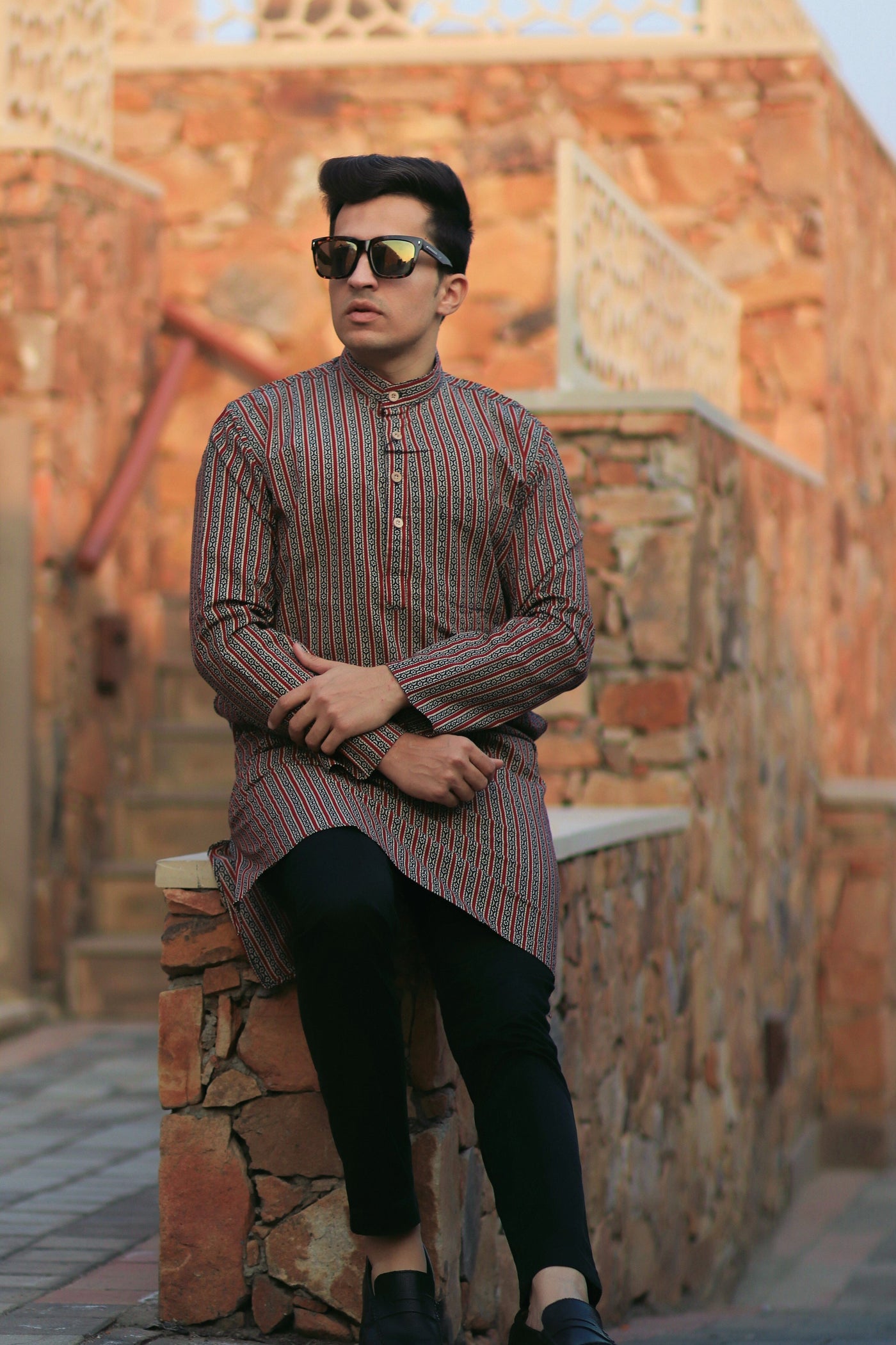 100% Jaipur Cotton Multicoloured Long Indian Kurta