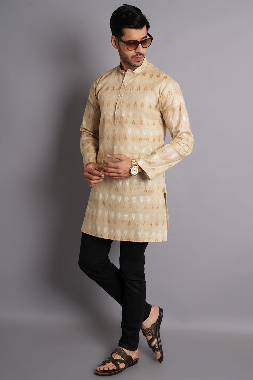 Cotton Cream Printed Kurta