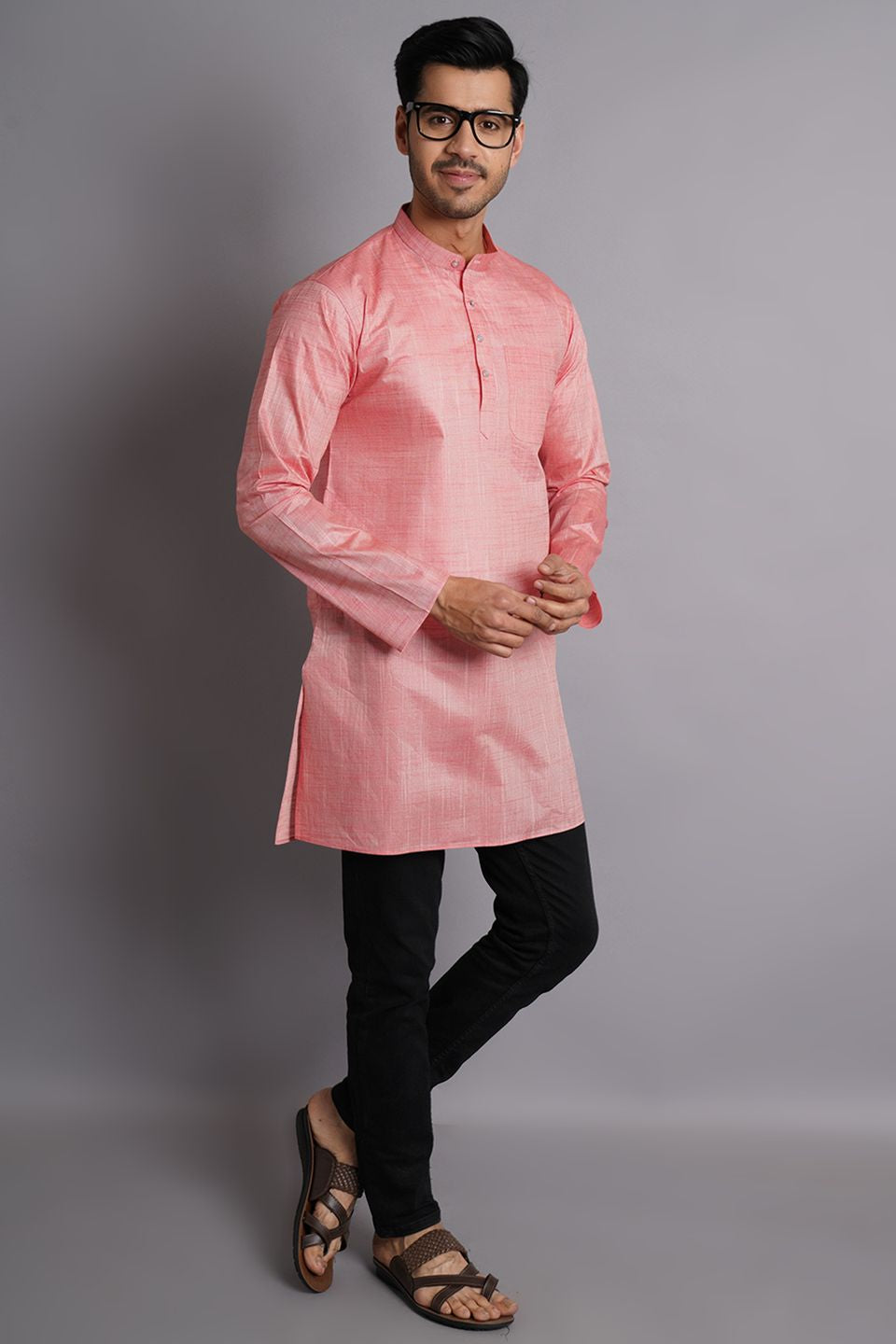 Matka Silk Pink Solid Kurta