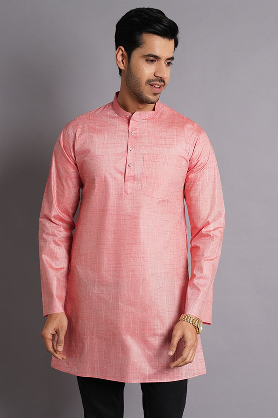 Matka Silk Pink Solid Kurta