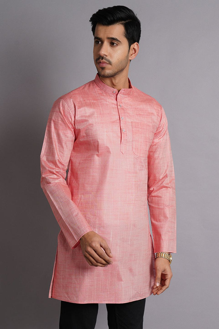 Matka Silk Pink Solid Kurta