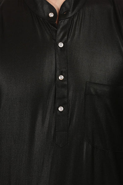 Cotton Silk Black Kurta Pyjama