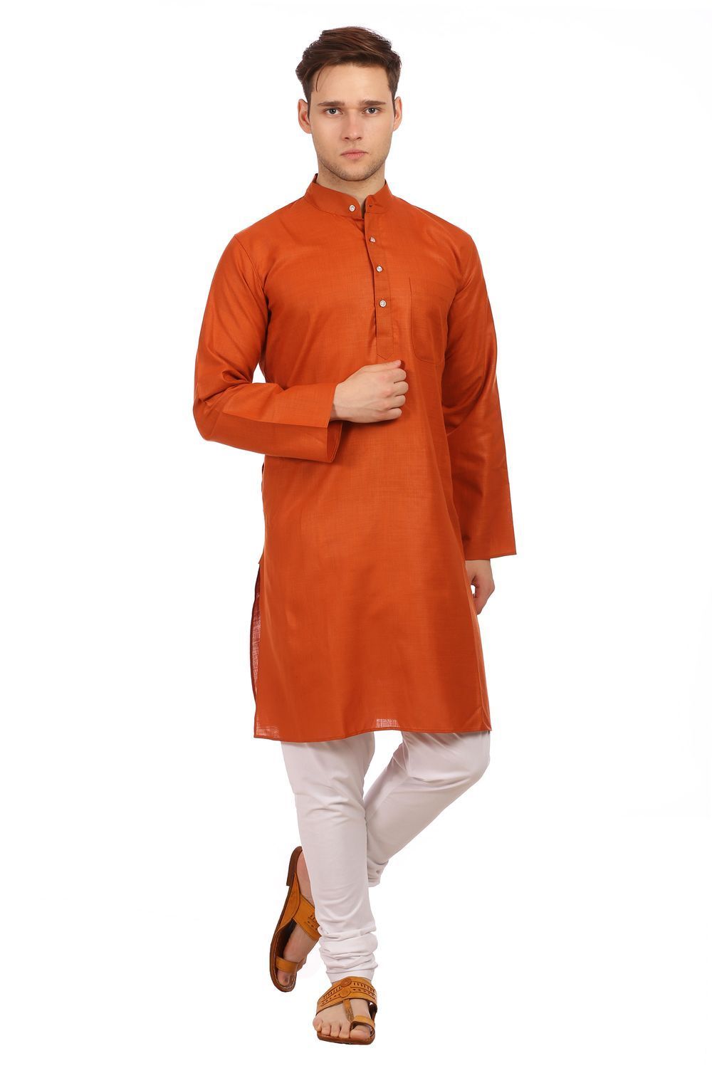 Cotton Silk Red Kurta Pyjama