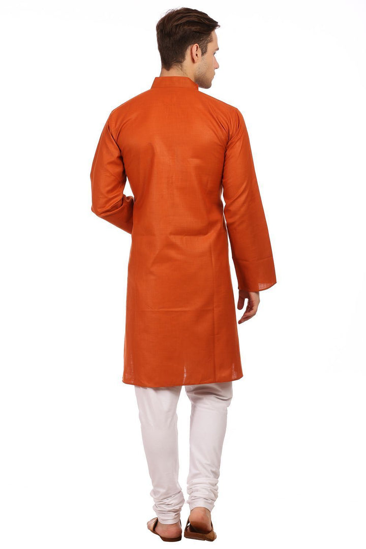 Cotton Silk Red Kurta Pyjama