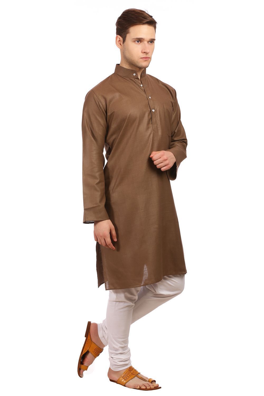 Cotton Silk Brown Kurta Pyjama