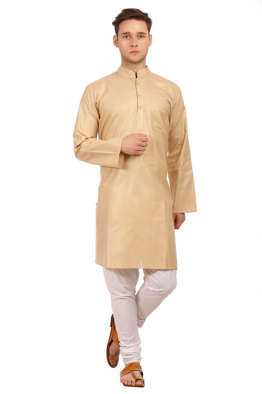 Cotton Silk Gold Kurta Pyjama