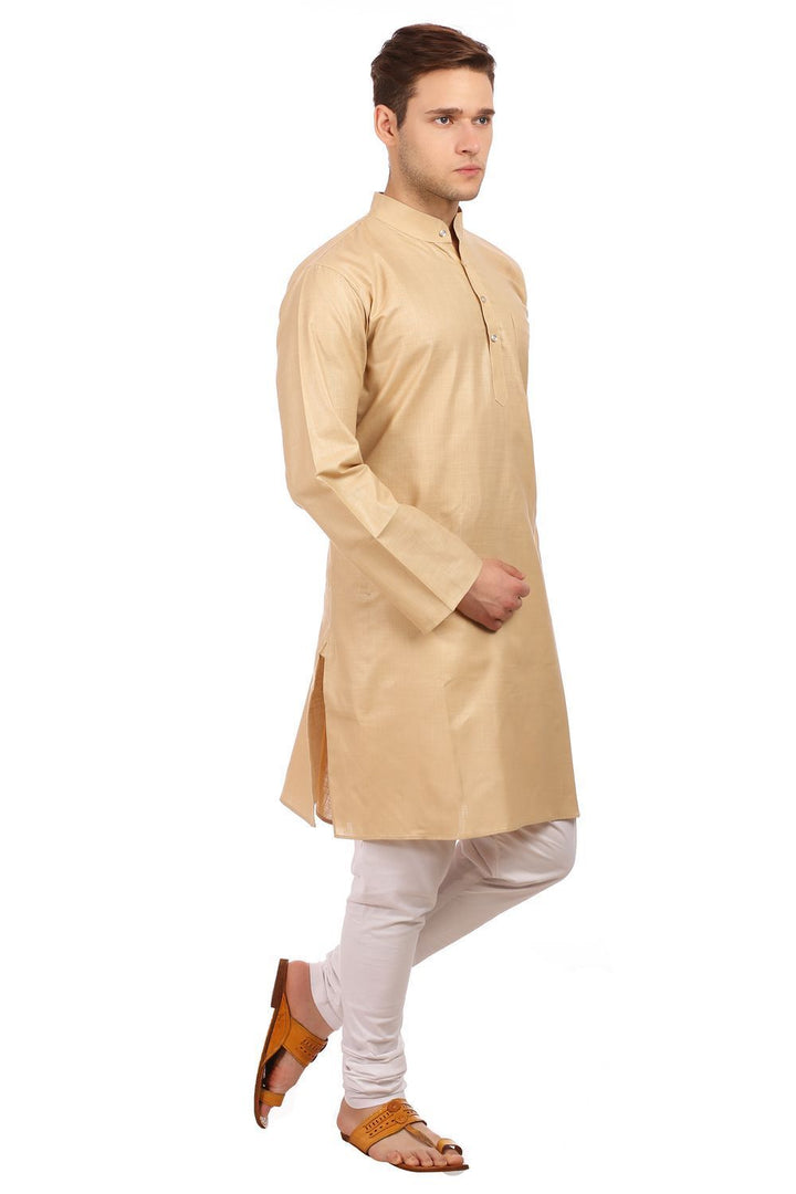 Cotton Silk Gold Kurta Pyjama