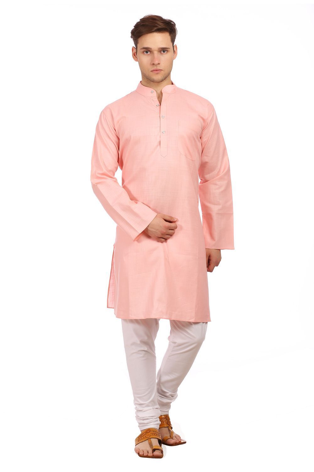 Cotton Silk Pink Kurta Pyjama