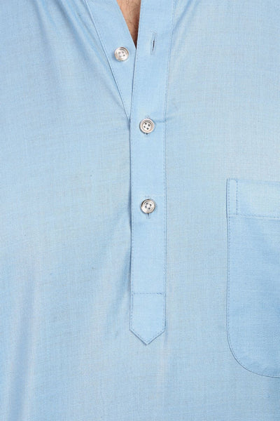 Cotton Silk Blue Kurta Pyjama