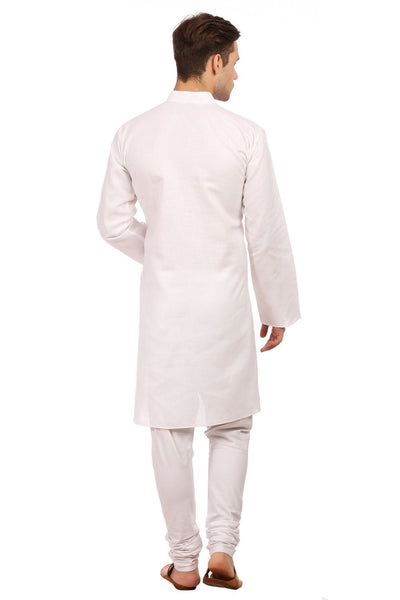 Cotton Silk White Kurta Pyjama