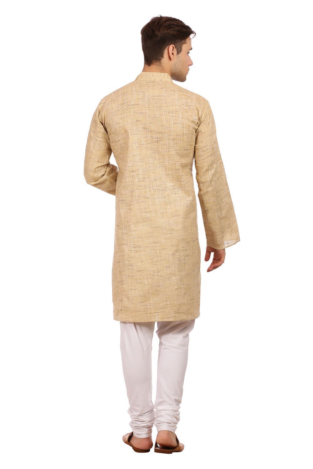 Matka Silk and Linen Blend Gold Kurta Pyjama