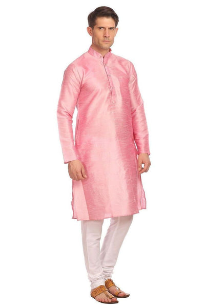 Banarasi Art Silk Pink Kurta Pyjama