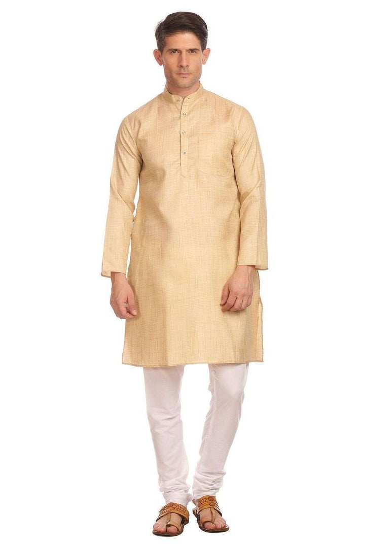 Poly-Cotton Beige Kurta Pyjama