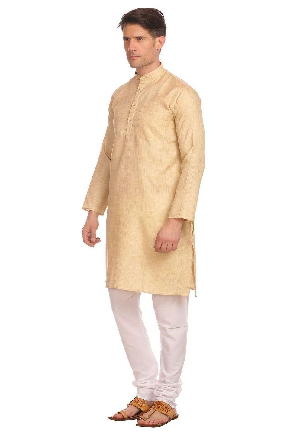 Poly-Cotton Beige Kurta Pyjama