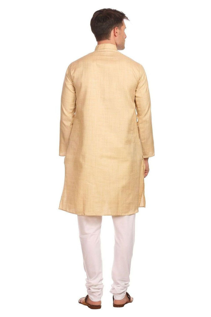 Poly-Cotton Beige Kurta Pyjama