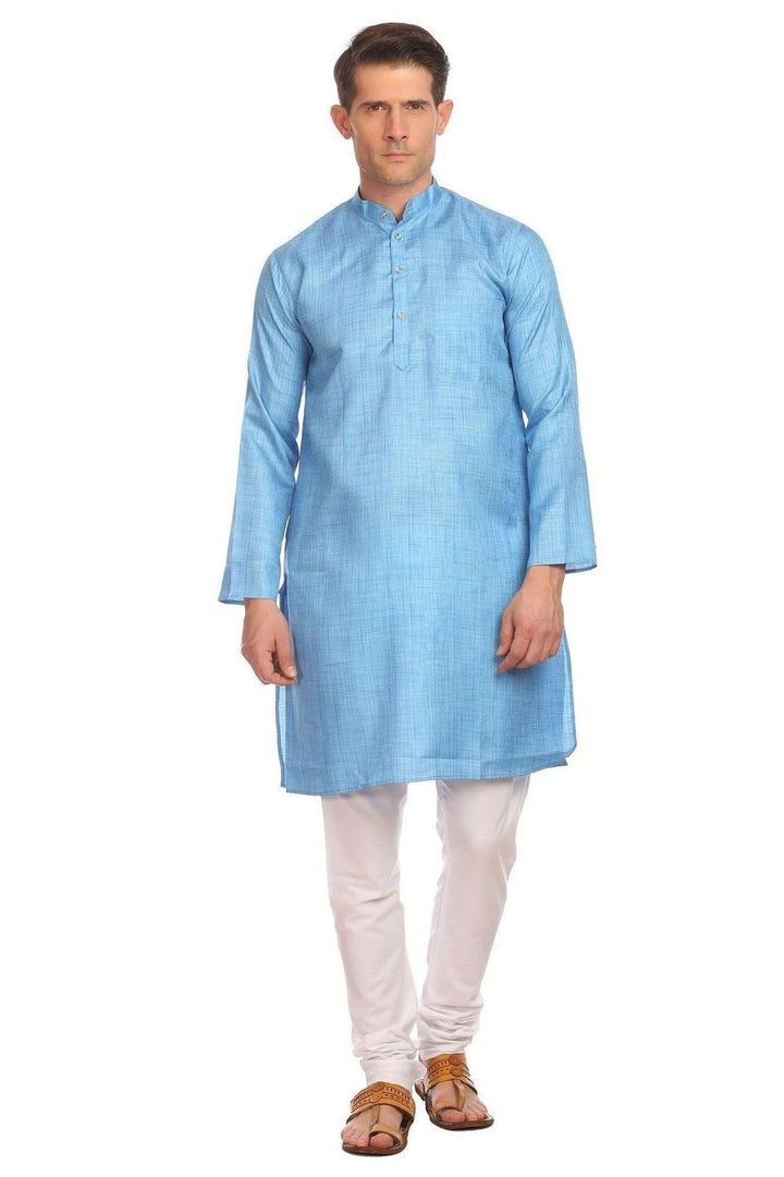 Poly-Cotton Blue Kurta Pyjama